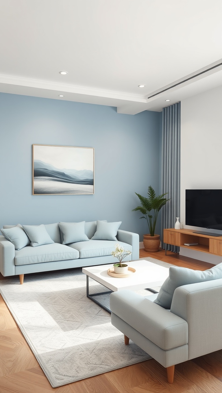 20 Stunning Ideas for a Monochromatic Living Room - 1. Dreamy Blues: Embrace Serenity with Soft Hues