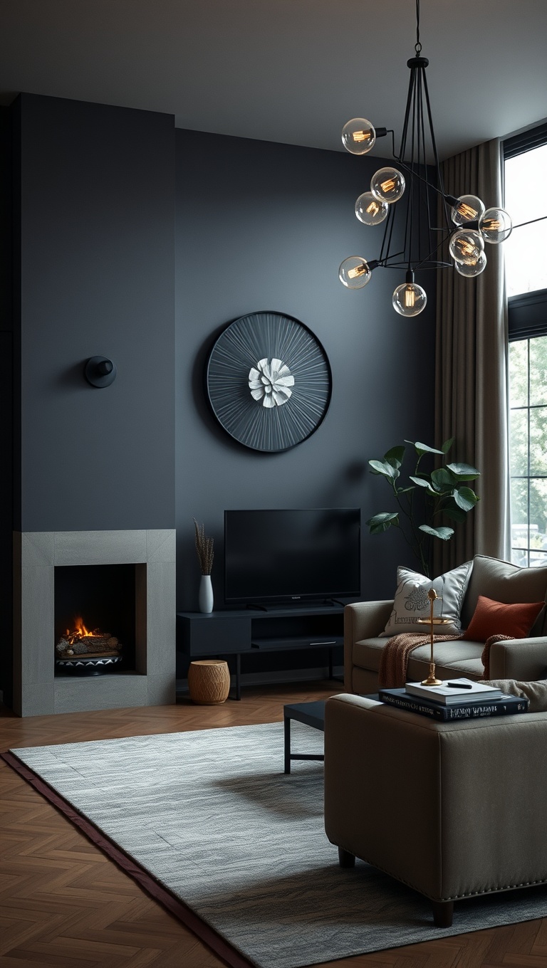 20 Cozy Ideas to Create a Moody Living Room - 6. Use Moody Lighting Fixtures