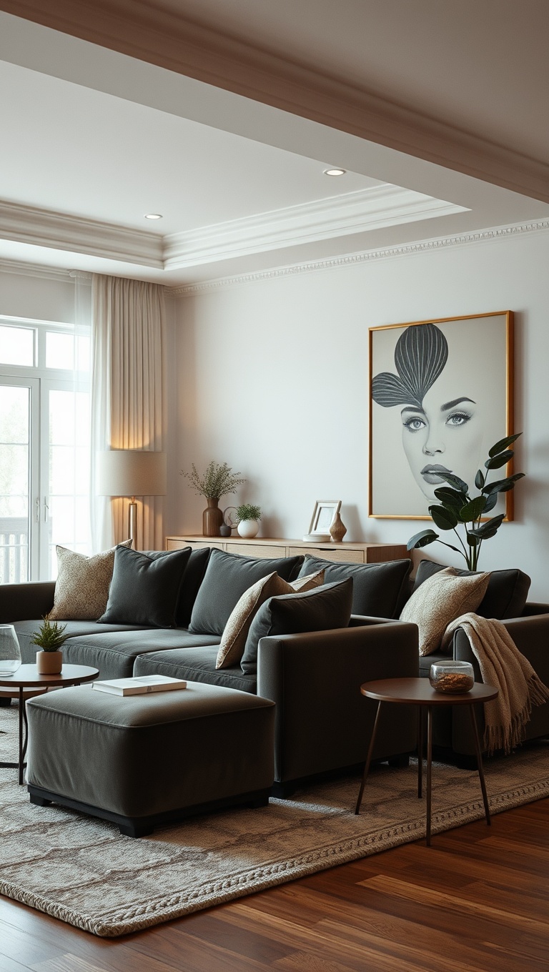 20 Neutral Living Room Ideas to Inspire Your Cozy Space - 9. Velvet Vibes: Plush Fabrics for Cozy Comfort
