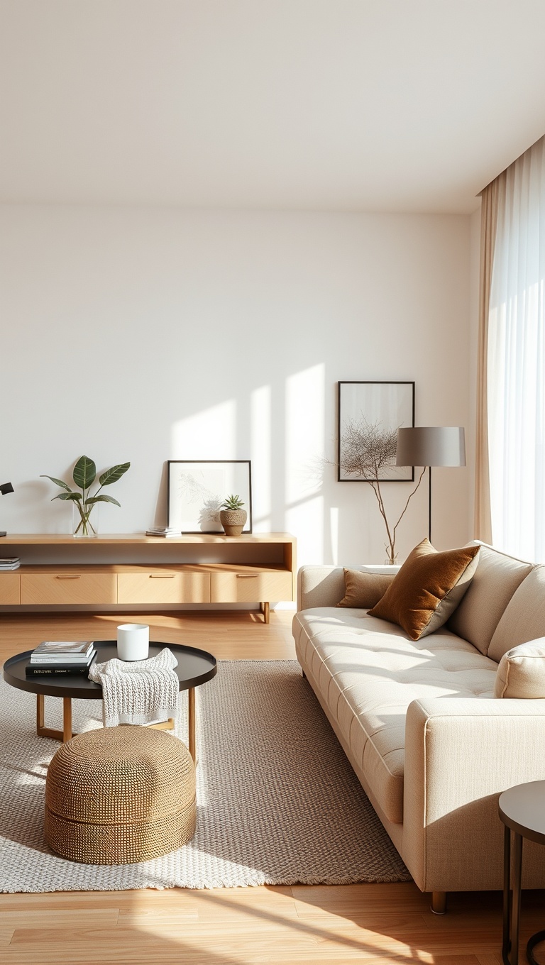 20 Neutral Living Room Ideas to Inspire Your Cozy Space - 6. Minimalist Magic: Less is More