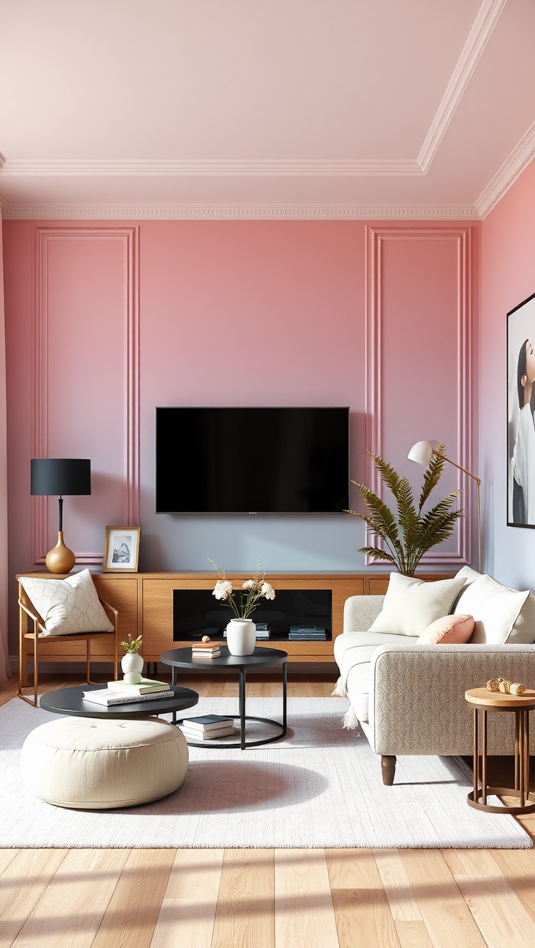 20 Inspiring Ideas to Create Your Dream Pastel Living Room - 11. Ombre Wall Treatment: A Trendy Twist
