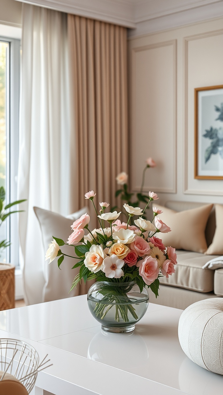20 Inspiring Ideas to Create Your Dream Pastel Living Room - 9. Pastel Flower Arrangements: Nature’s Touch