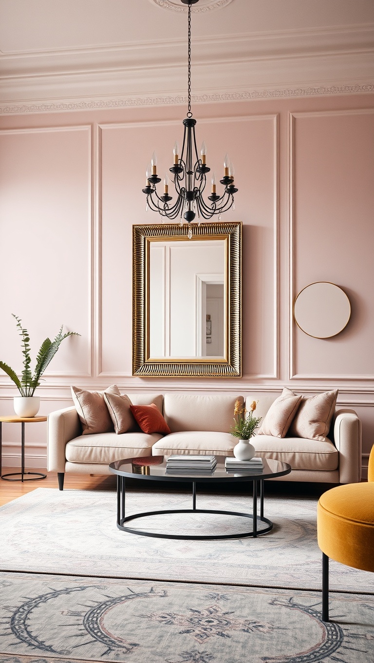 20 Inspiring Ideas to Create Your Dream Pastel Living Room - 19. Statement Mirrors: Reflect Your Style