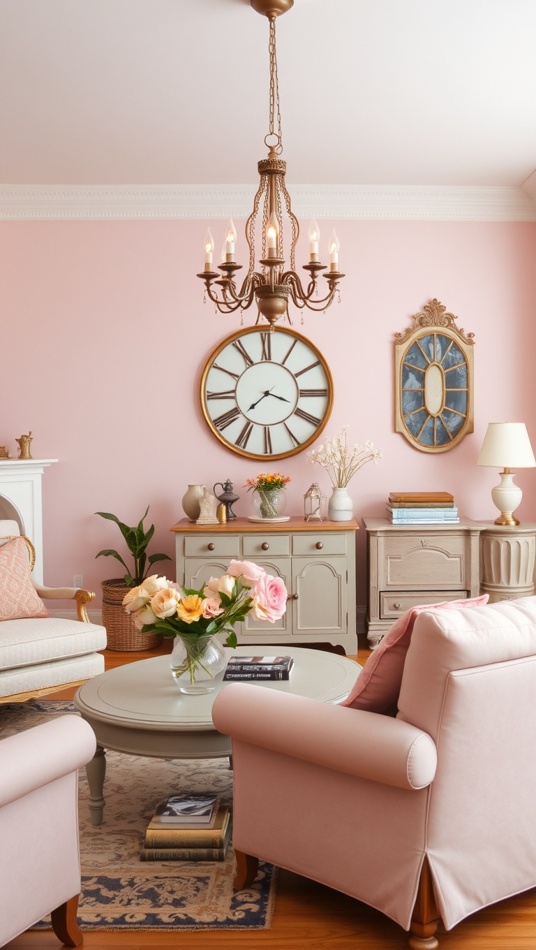 20 Inspiring Ideas to Create Your Dream Pastel Living Room - 13. Vintage Finds: Shabby Chic Decor