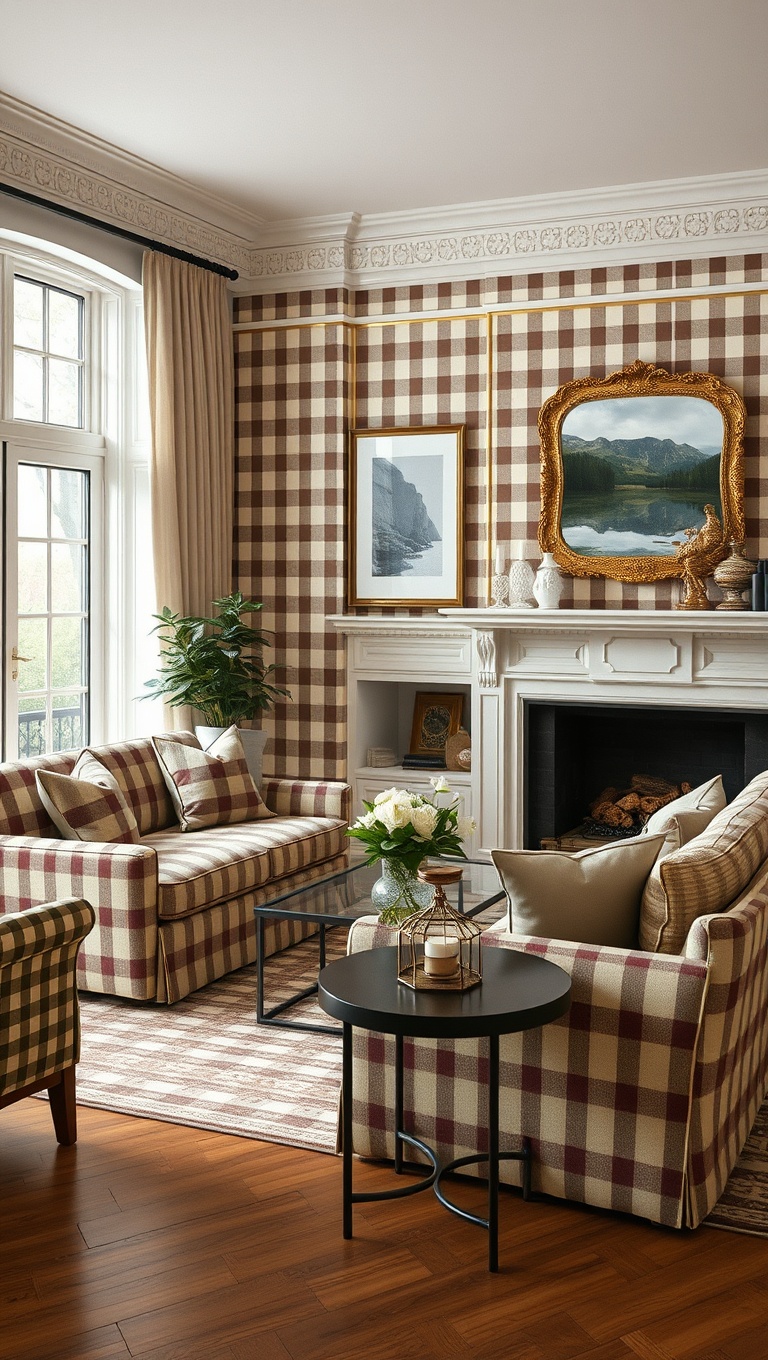 20 Vibrant Ideas to Transform Your Living Room with Patterns - Classic Checks: Timeless Patterns for Elegance