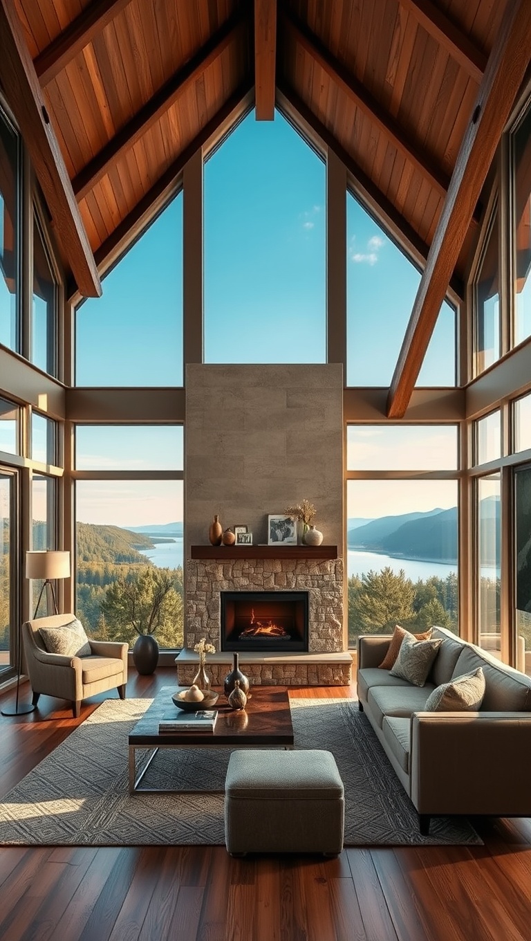 20 Stunning Ideas for Scenic View Living Rooms That Will Take Your Breath Away - 11. Cozy Fireplaces: Create a Warm Spot with a View