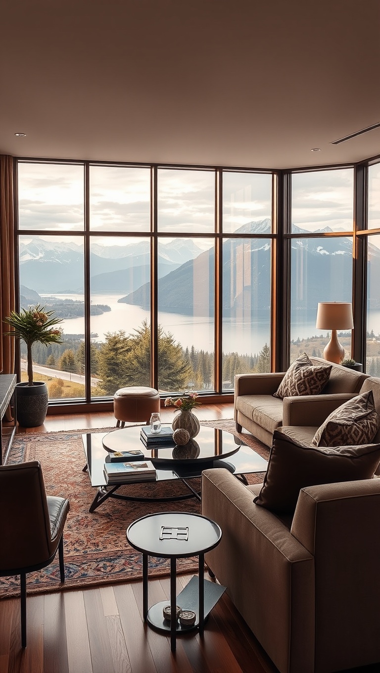 20 Stunning Ideas for Scenic View Living Rooms That Will Take Your Breath Away - Mirror Magic: Amplify Your Views with Reflective Surfaces