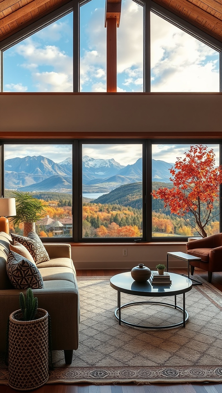 20 Stunning Ideas for Scenic View Living Rooms That Will Take Your Breath Away - 20. Seasonal Decor: Change Your View with the Seasons