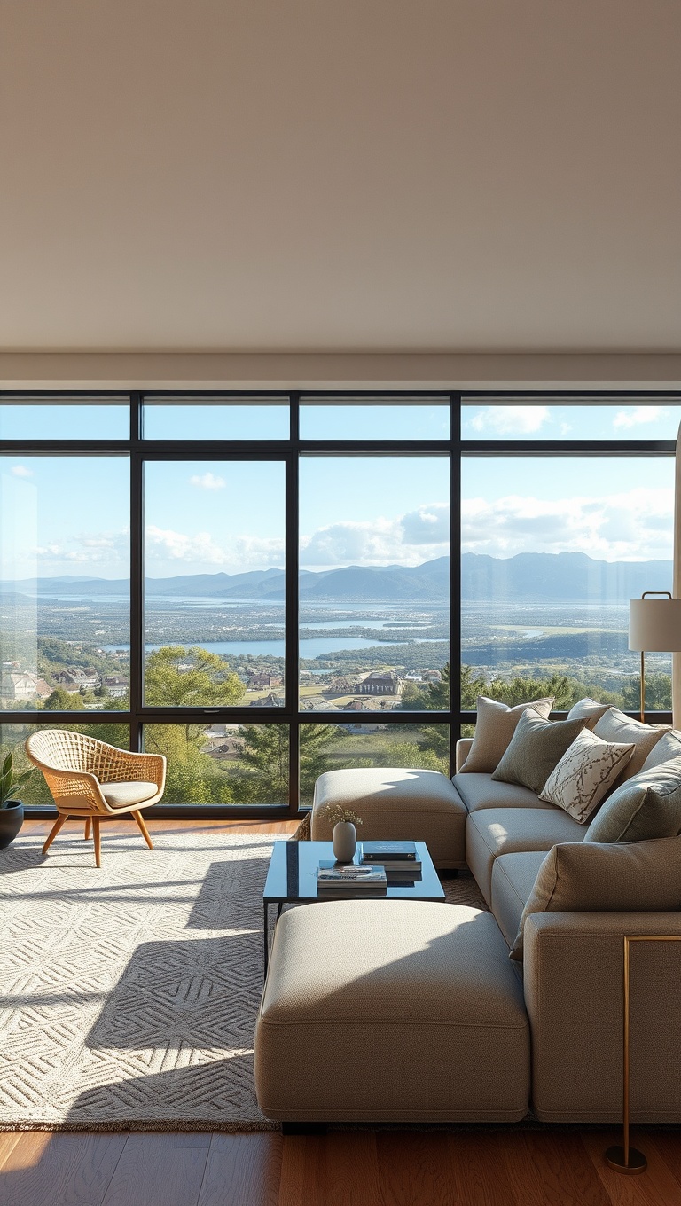 20 Stunning Ideas for Scenic View Living Rooms That Will Take Your Breath Away - 7. Layered Textures: Soft Furnishings to Complement the Vista