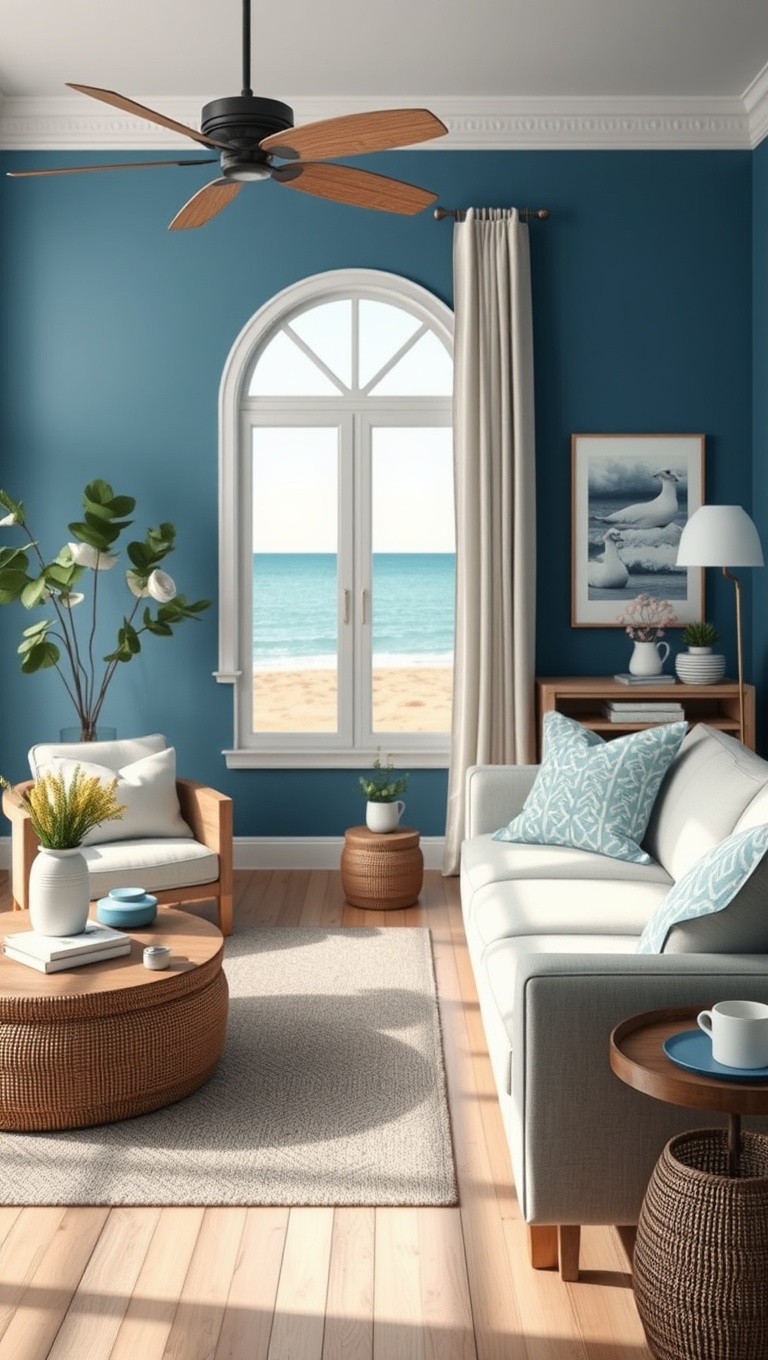20 Dreamy Ideas for a Seaside Living Room - 1. Breezy Blue Hues: Embrace Ocean Colors