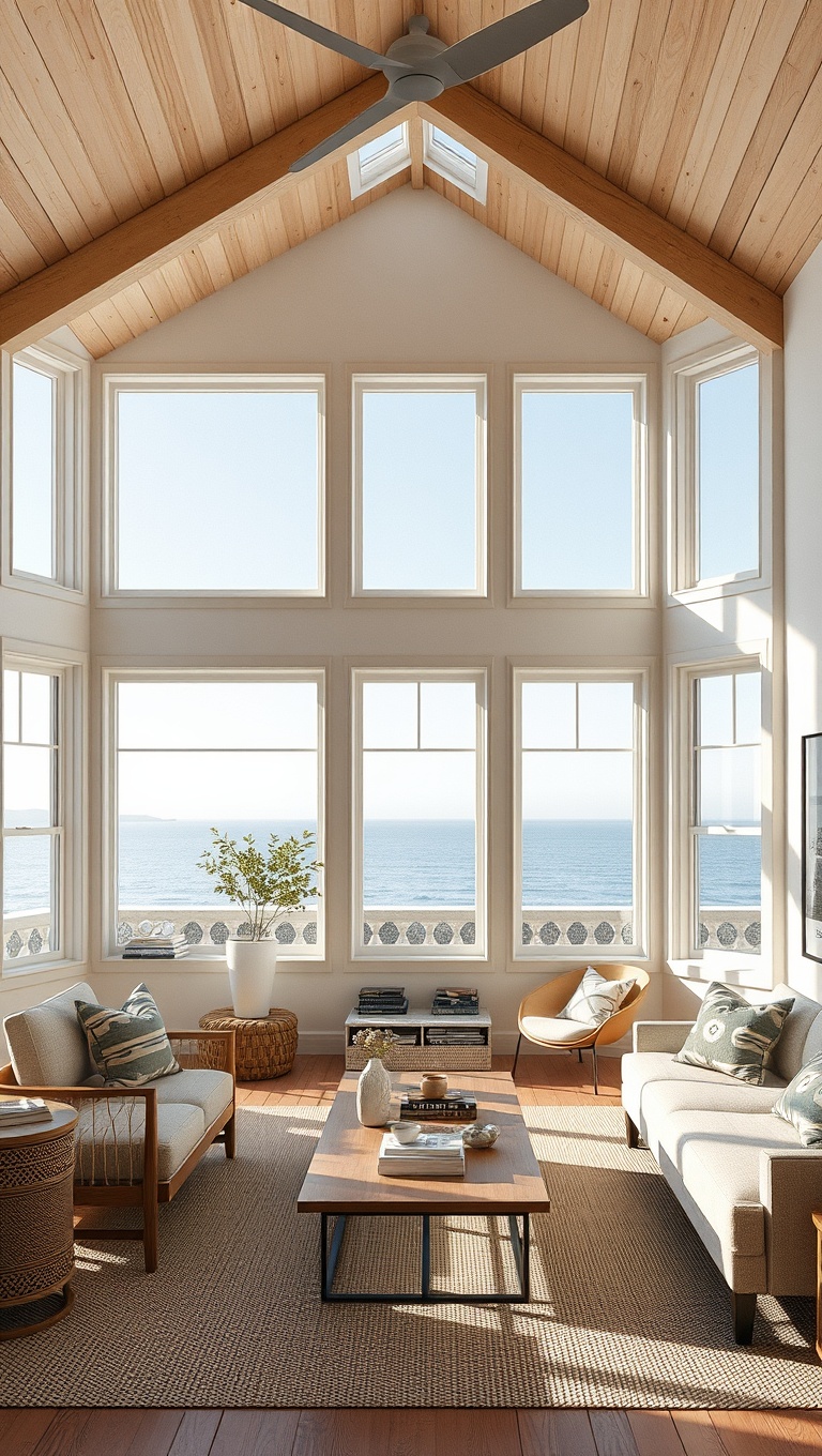 20 Dreamy Ideas for a Seaside Living Room - 11. Large Windows: Maximize Natural Light