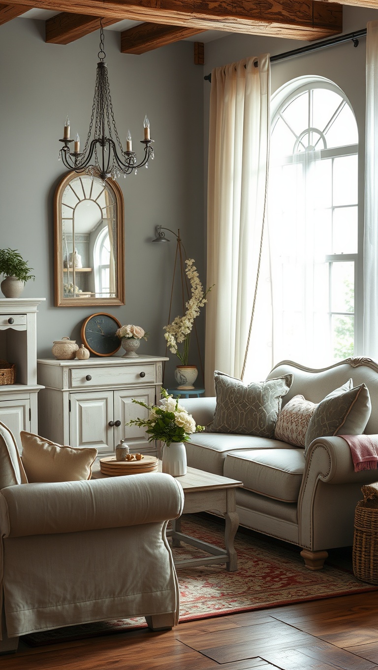 20 Charming Ideas for a Shabby Chic Living Room - Embrace Distressed Furniture: The Heart of Shabby Chic