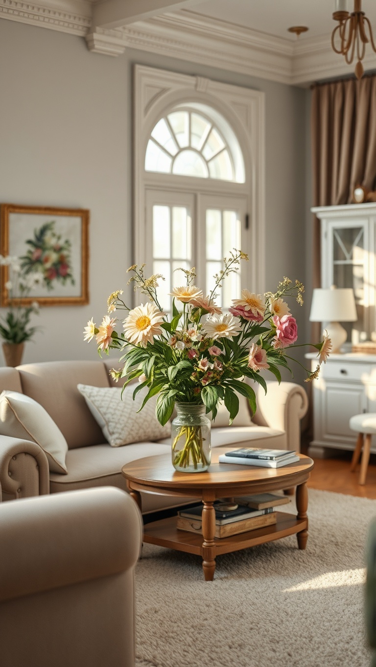 20 Charming Ideas for a Shabby Chic Living Room - Display Fresh Flowers: Nature’s Beauty in Your Home