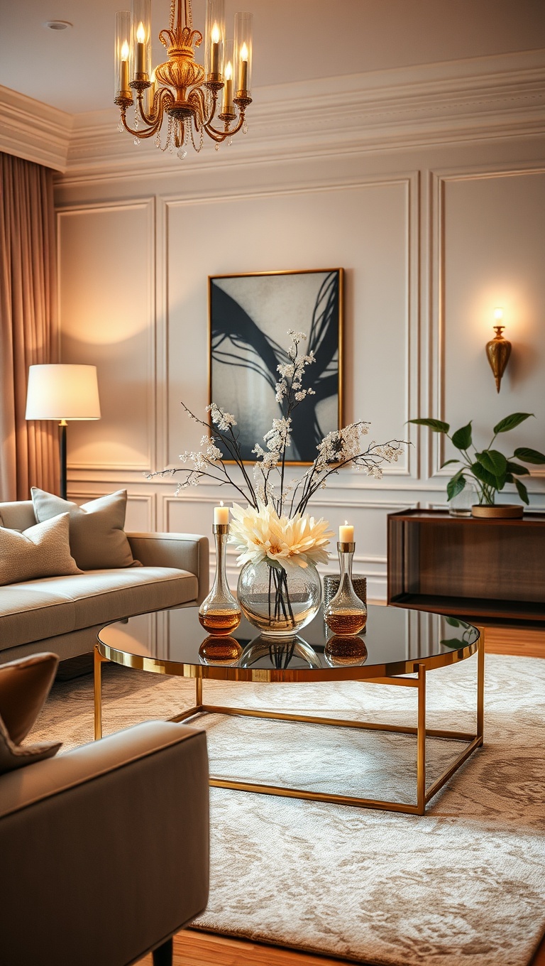 20 Soft Glam Living Room Ideas That Will Spark Your Imagination - 5. Elegant Coffee Tables: Centerpiece Magic