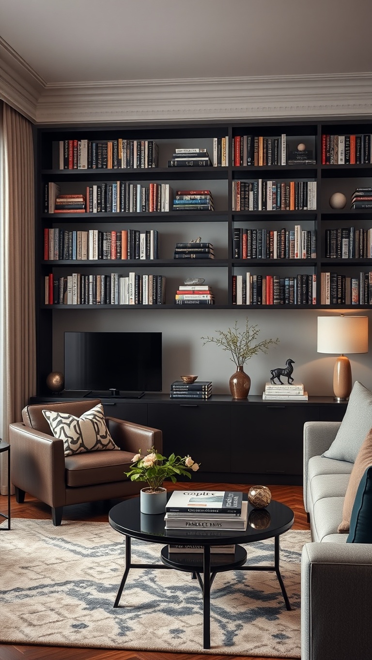20 Chic Ideas for a Sophisticated Living Room - 13. Showcase Your Books with Stylish Shelving