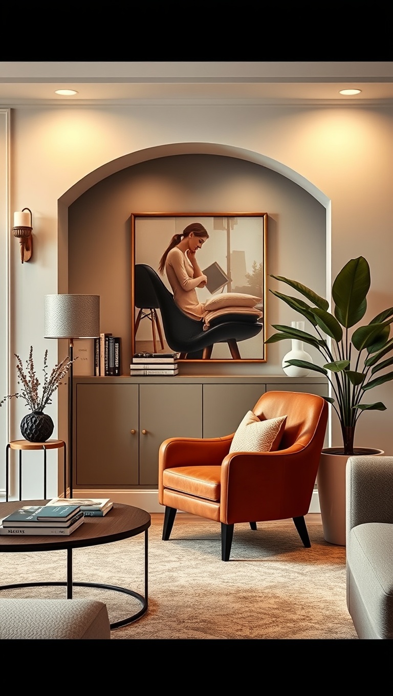 20 Chic Ideas for a Sophisticated Living Room - 5. Create a Cozy Reading Nook with a Luxe Chair