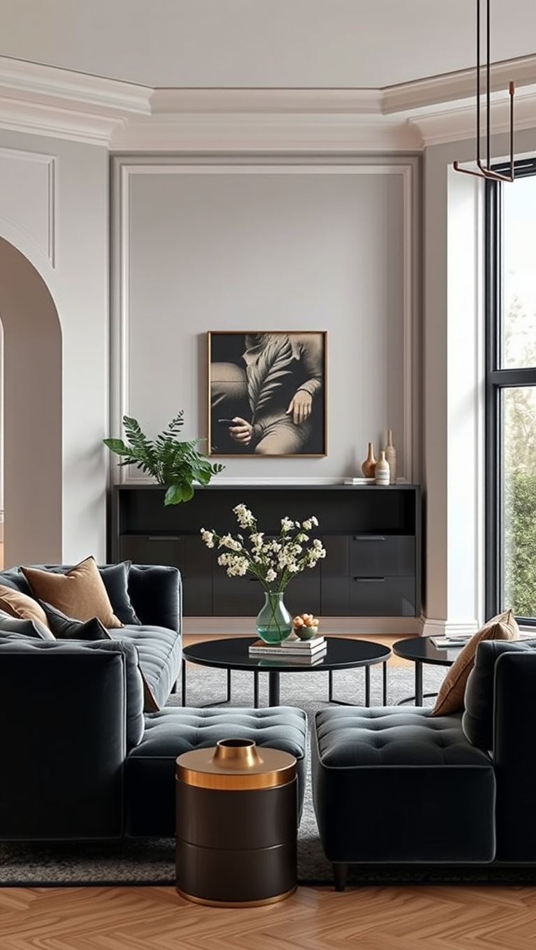 20 Chic Ideas for a Sophisticated Living Room - 17. Add a Touch of Luxury with Velvet Furniture