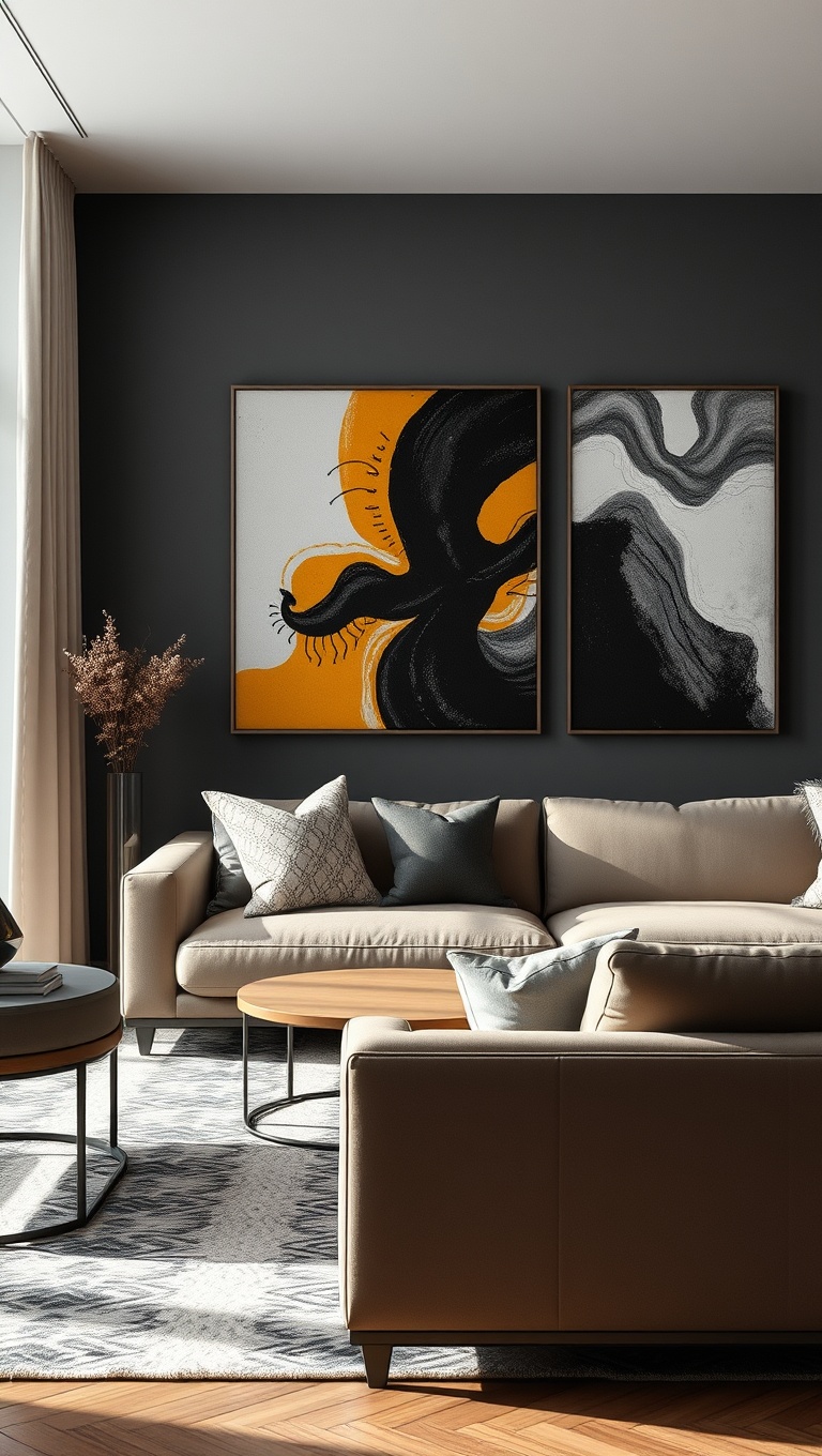 20 Chic Ideas for a Sophisticated Living Room - 4. Artwork That Speaks: Choose Bold Pieces