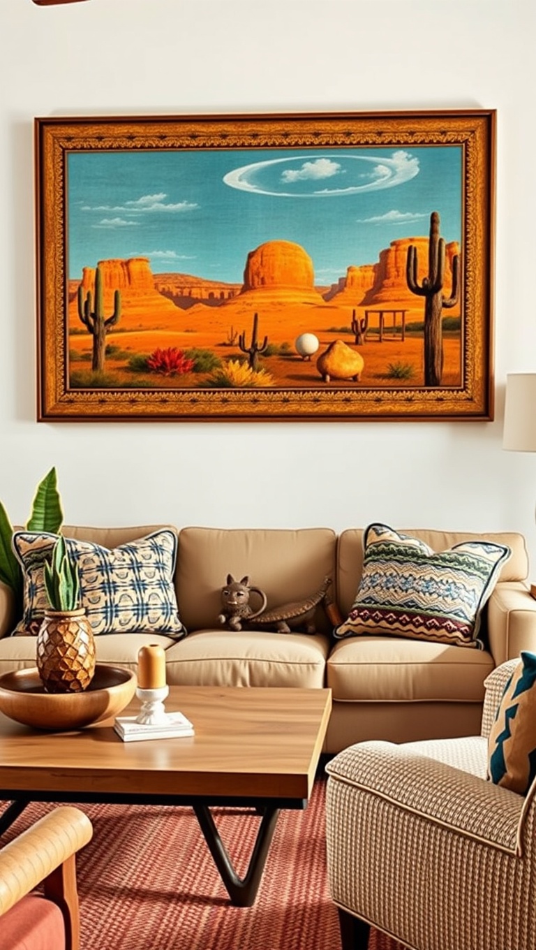 20 Vibrant Ideas for Your Southwestern Living Room - 5. Southwest Artwork: Telling Your Story