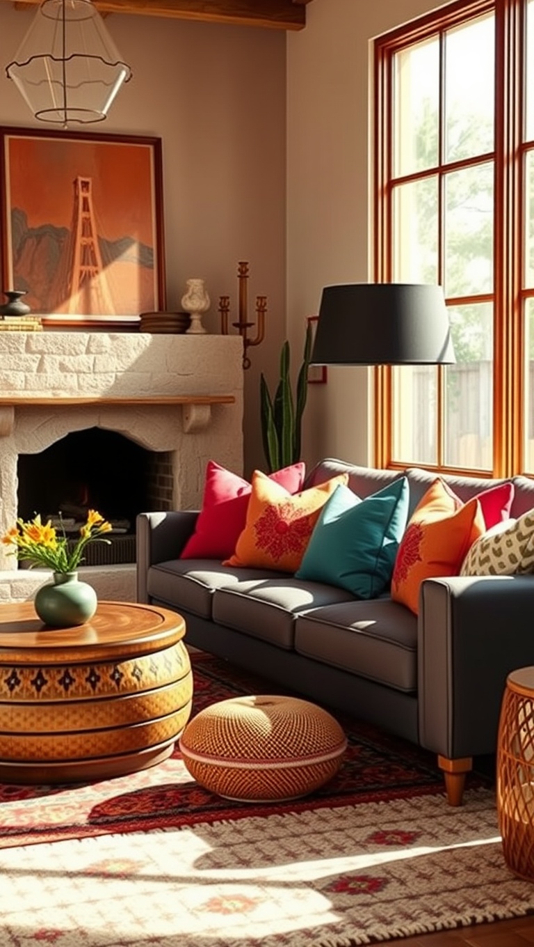 20 Vibrant Ideas for Your Southwestern Living Room - 4. Bright Accent Pillows: Pops of Color