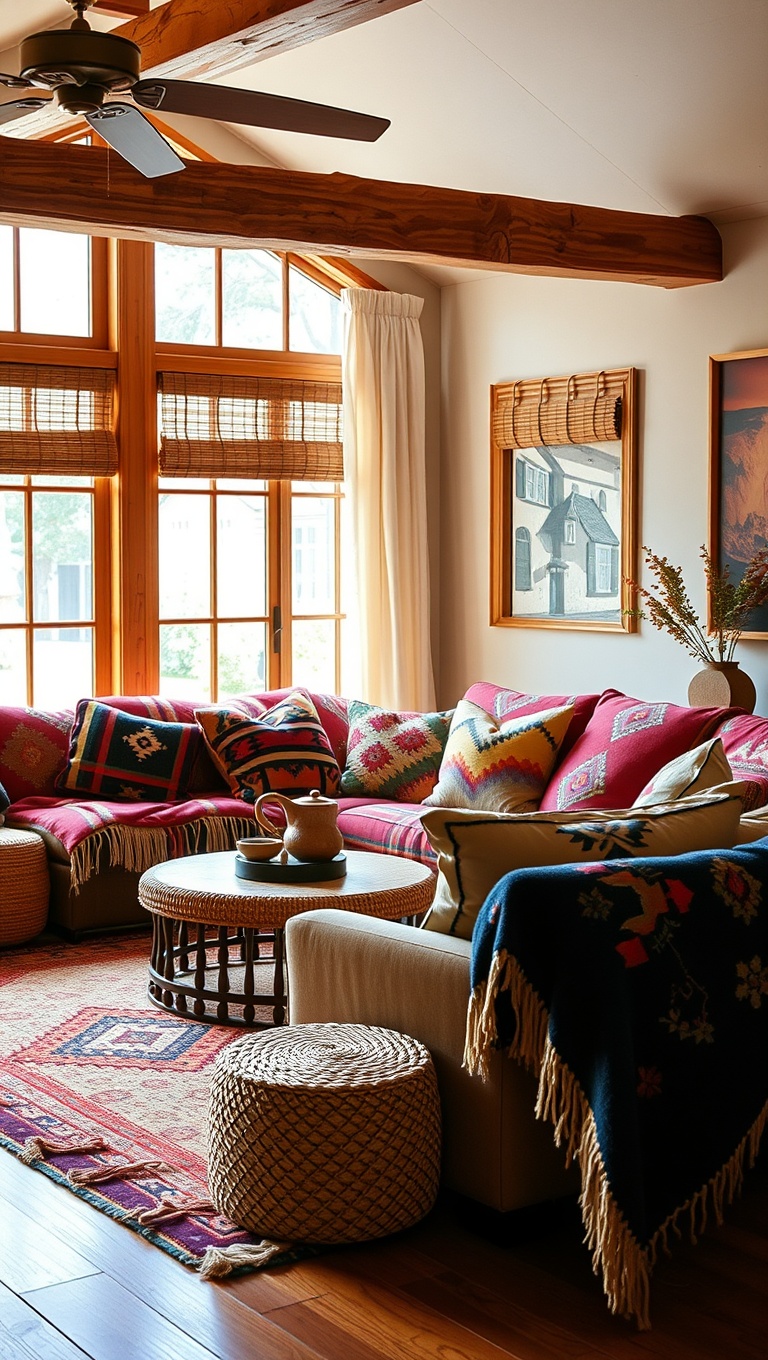 20 Vibrant Ideas for Your Southwestern Living Room - 15. Southwestern Blankets: Cozy and Colorful Layers
