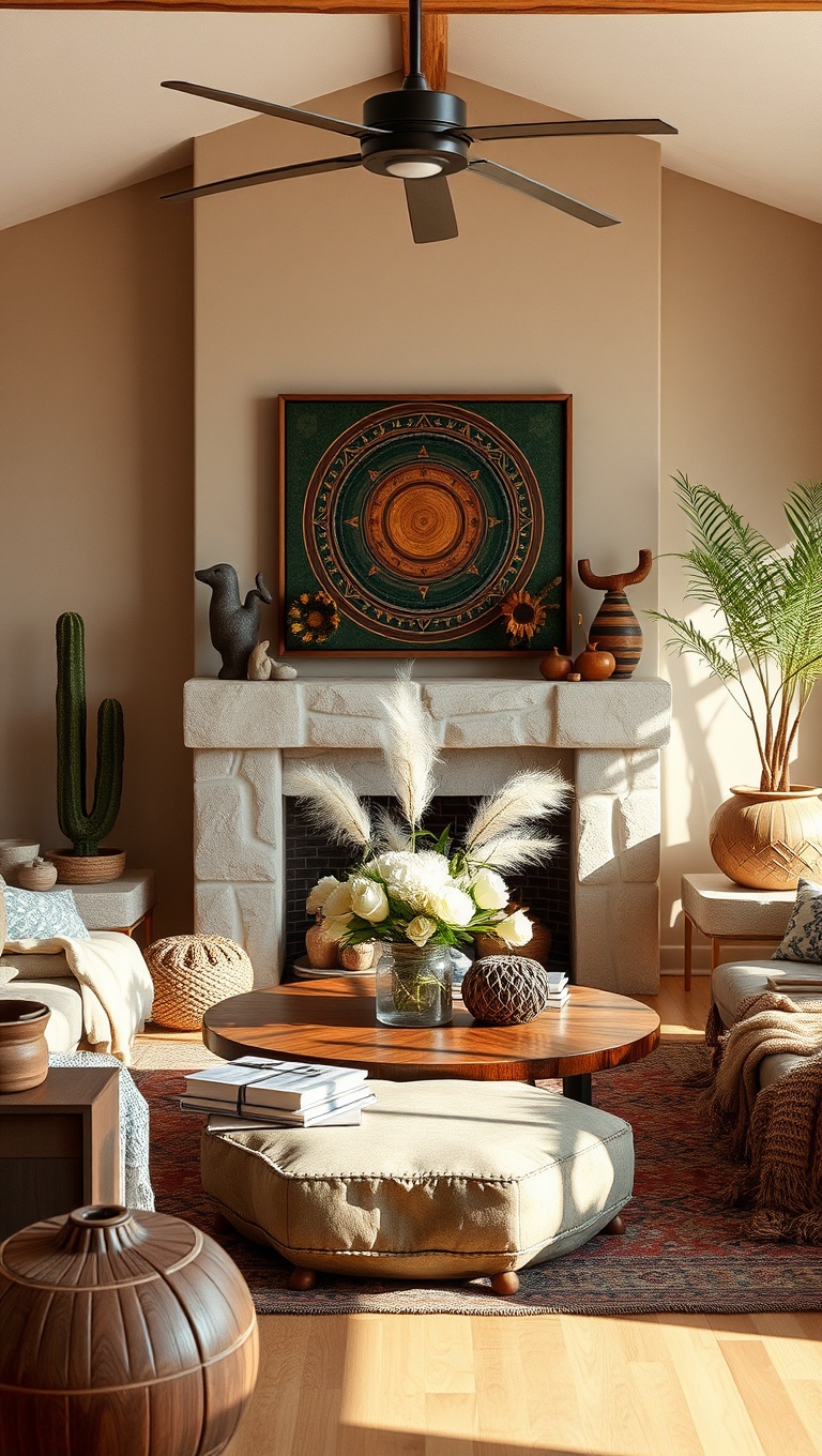 20 Vibrant Ideas for Your Southwestern Living Room - 18. Earthy Centerpieces: Bringing Nature Indoors