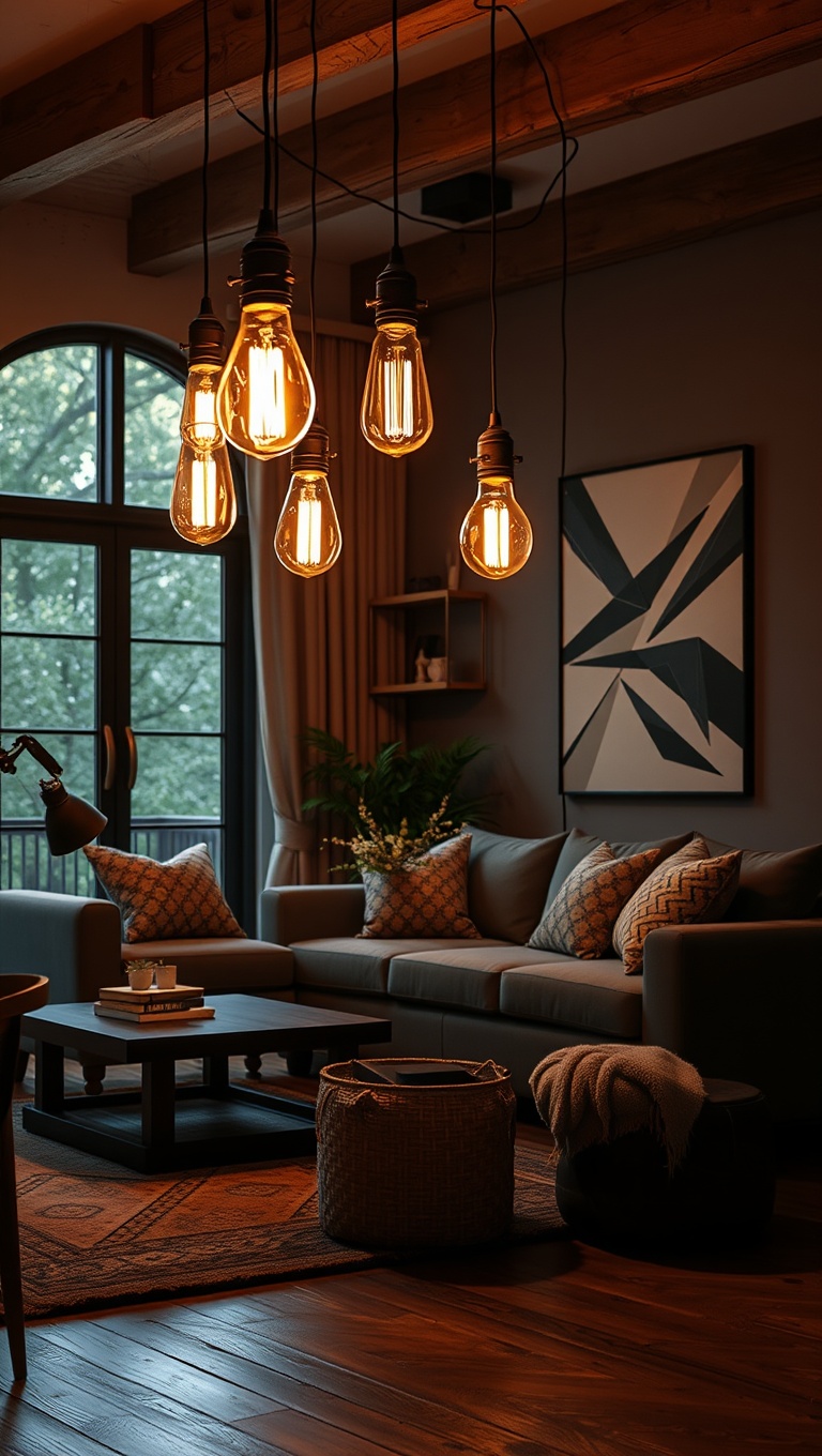20 Dazzling Ideas for Statement Lighting in Your Living Room - 13. Vintage Edison Bulbs: A Warm, Cozy Glow