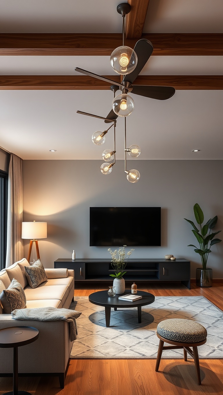 20 Dazzling Ideas for Statement Lighting in Your Living Room - 11. Mid-Century Modern Lighting: Timeless Designs