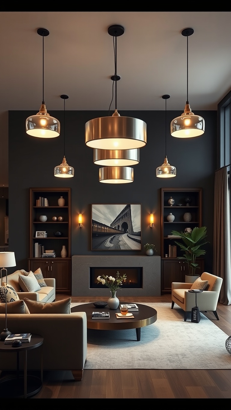 20 Dazzling Ideas for Statement Lighting in Your Living Room - 8. Oversized Pendant Lights: Go Big or Go Home!
