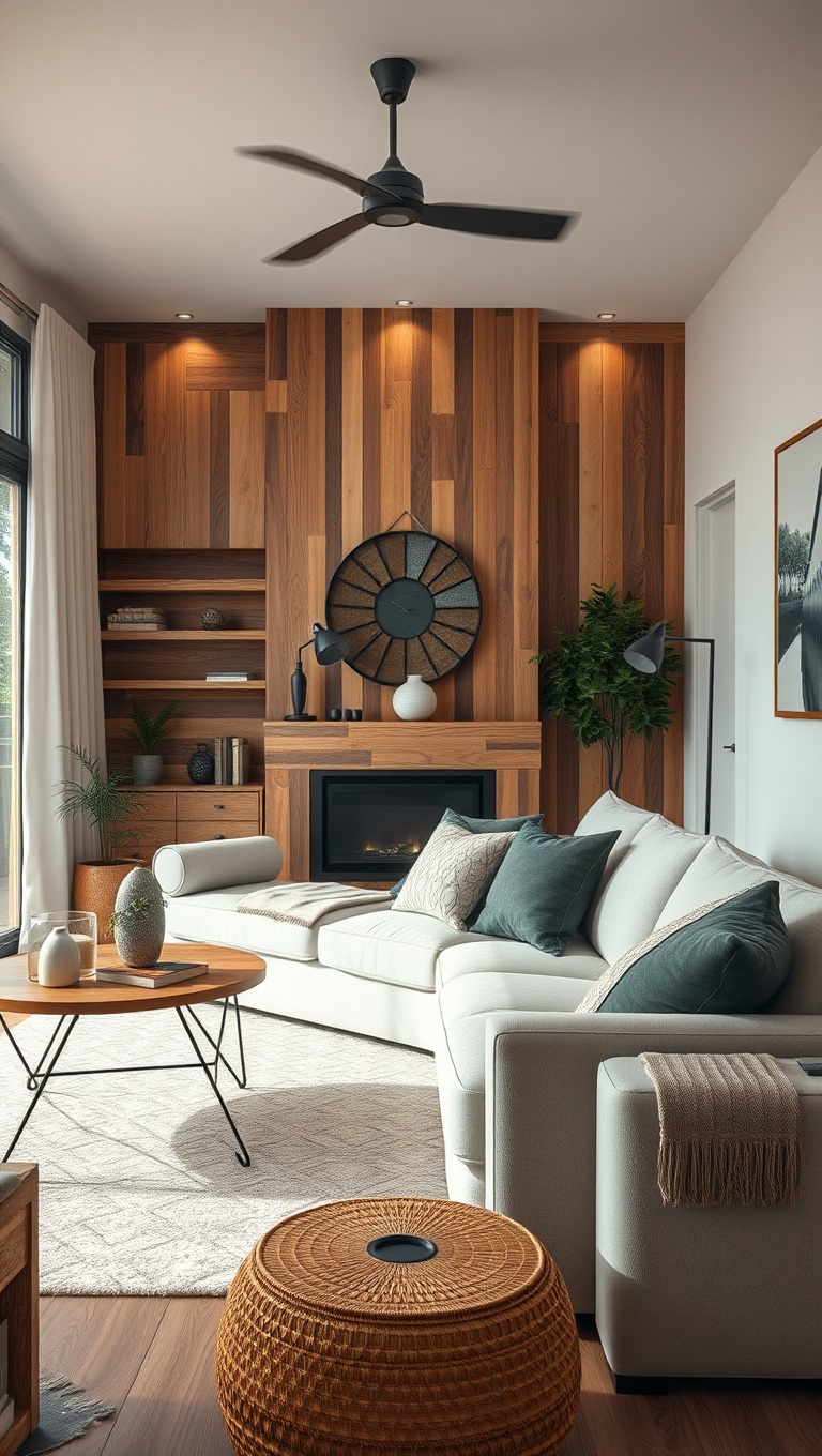 20 Creative Ideas for a Sustainable Living Room Makeover - 2. Use Reclaimed Wood Accents