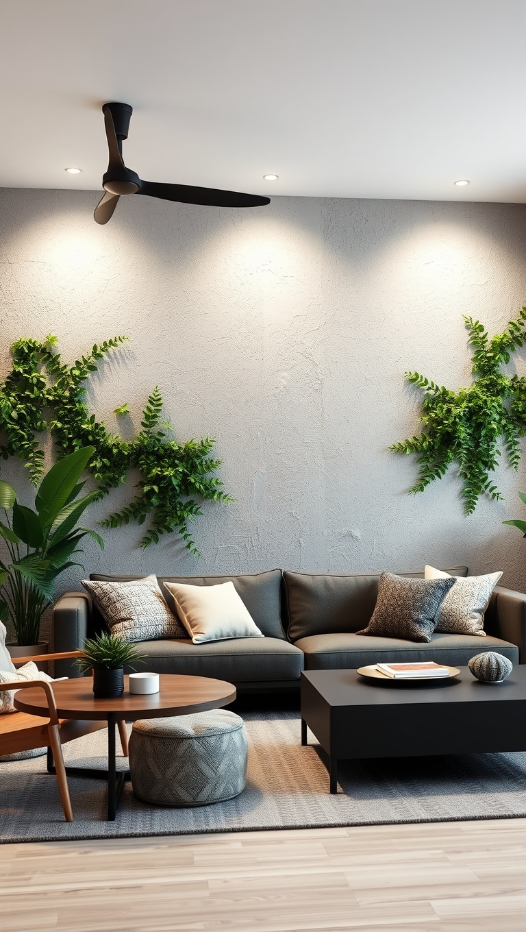 20 Stunning Ideas to Transform Your Living Room with Textured Walls - 15. Living Walls: A Touch of Greenery