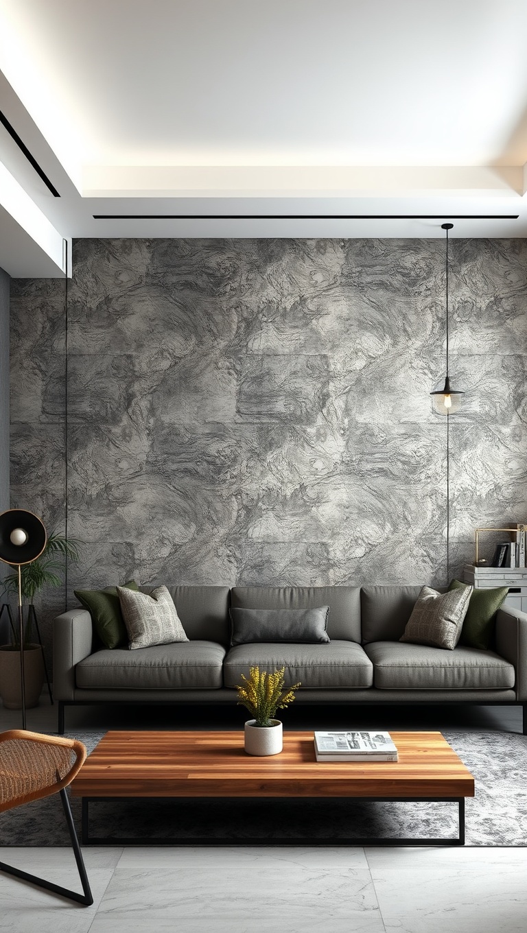 20 Stunning Ideas to Transform Your Living Room with Textured Walls - 16. Concrete Finishes: Urban and Edgy