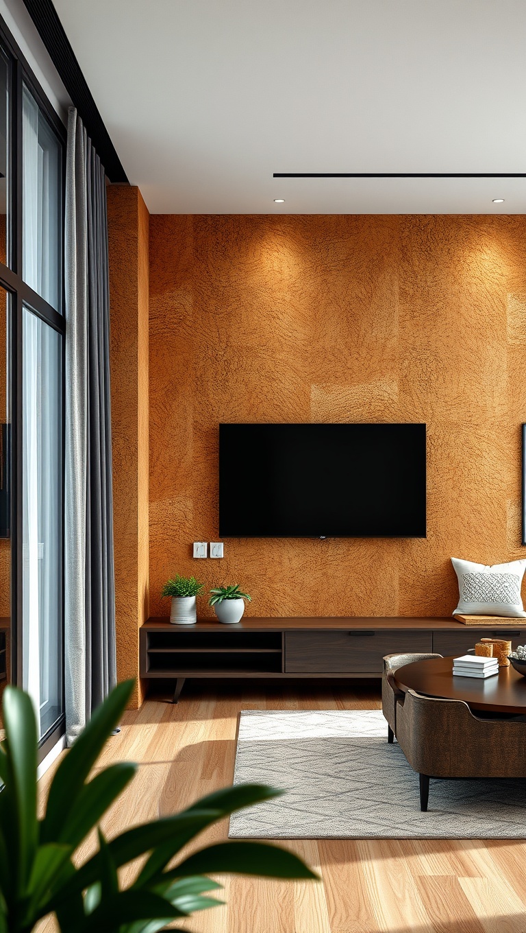 20 Stunning Ideas to Transform Your Living Room with Textured Walls - 9. Cork Walls: Eco-Friendly and Stylish