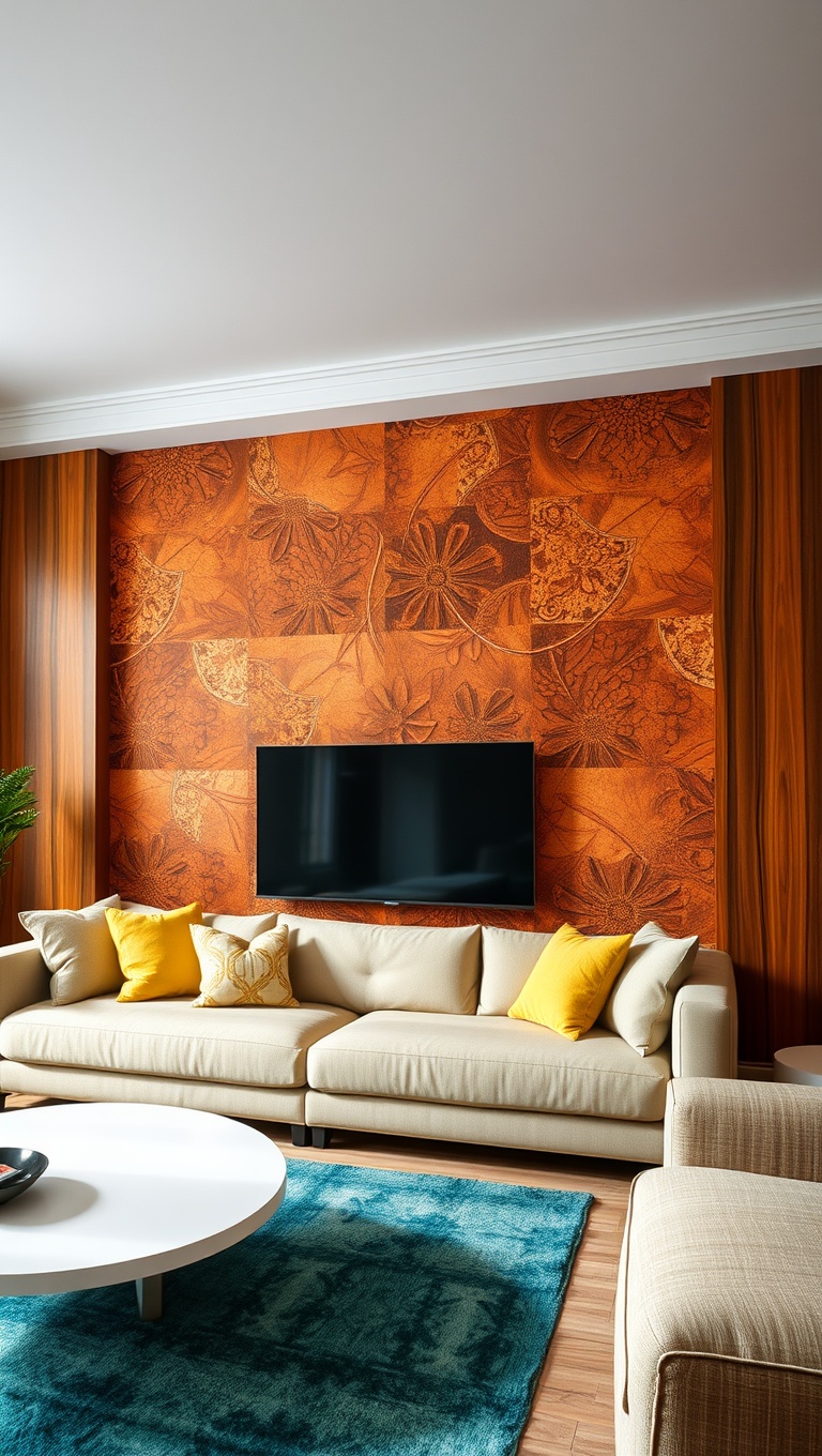 20 Stunning Ideas to Transform Your Living Room with Textured Walls - 14. Wallpaper with Texture: Patterns with Pizzazz