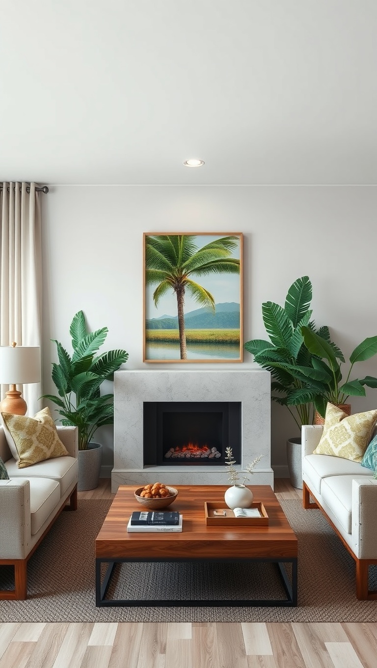 20 Tropical Living Room Ideas to Bring Paradise Home - 4. Tropical Wall Art: Add Some Paradise to Your Walls