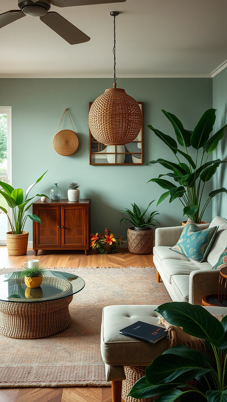 20 Tropical Living Room Ideas to Bring Paradise Home - 15. Vintage Finds: Unique Pieces for Character