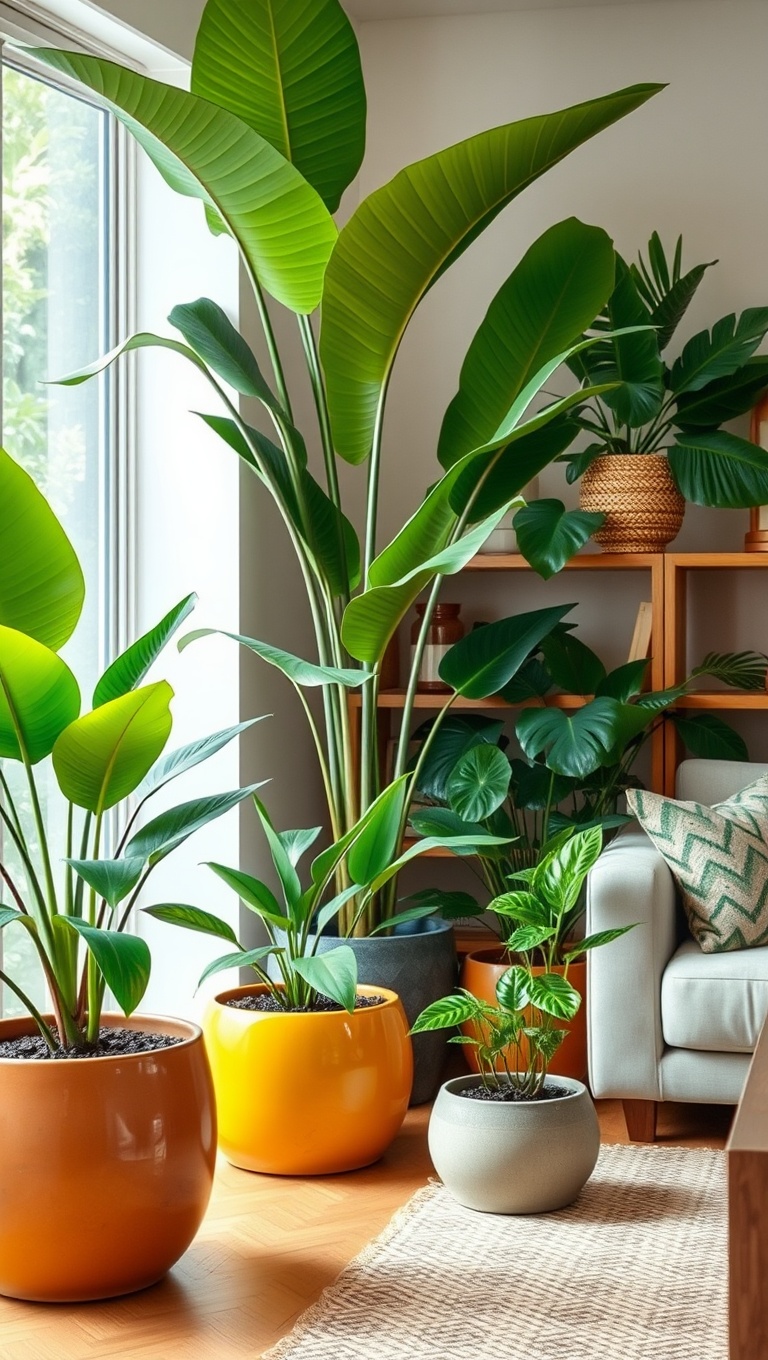20 Tropical Living Room Ideas to Bring Paradise Home - 18. Artistic Planters: Stylish Homes for Your Green Friends