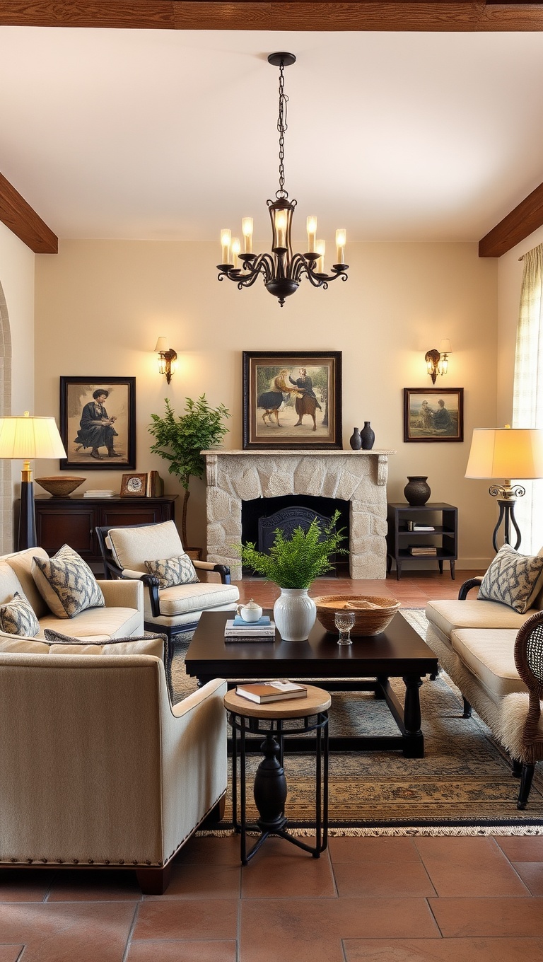 20 Charming Ideas for Your Tuscan Living Room - 14. Soft Lighting: Use Table and Floor Lamps for Ambiance