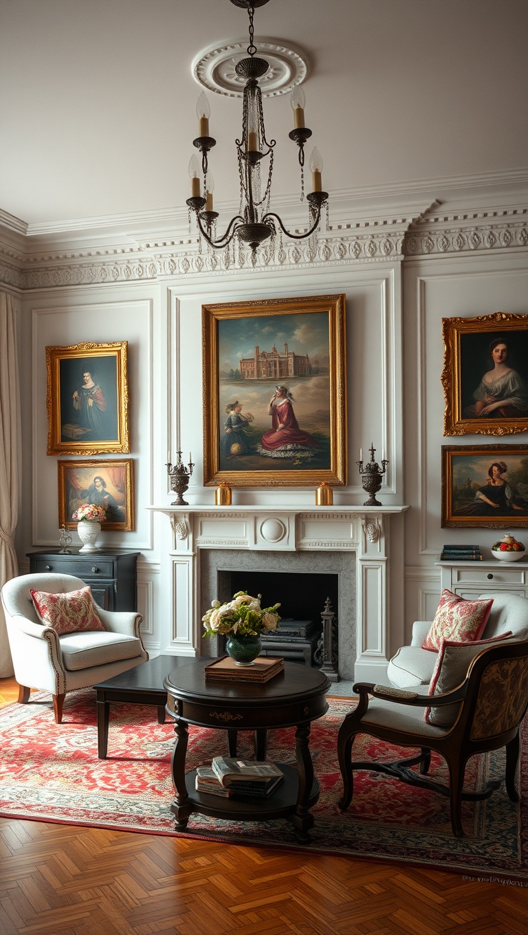 20 Captivating Ideas to Transform Your Victorian Living Room - 18. Incorporate Victorian Art Pieces