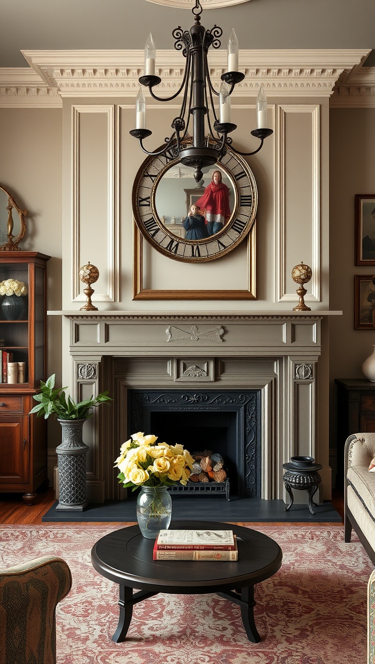 20 Captivating Ideas to Transform Your Victorian Living Room - 16. Opt for a Bold Fireplace Mantel
