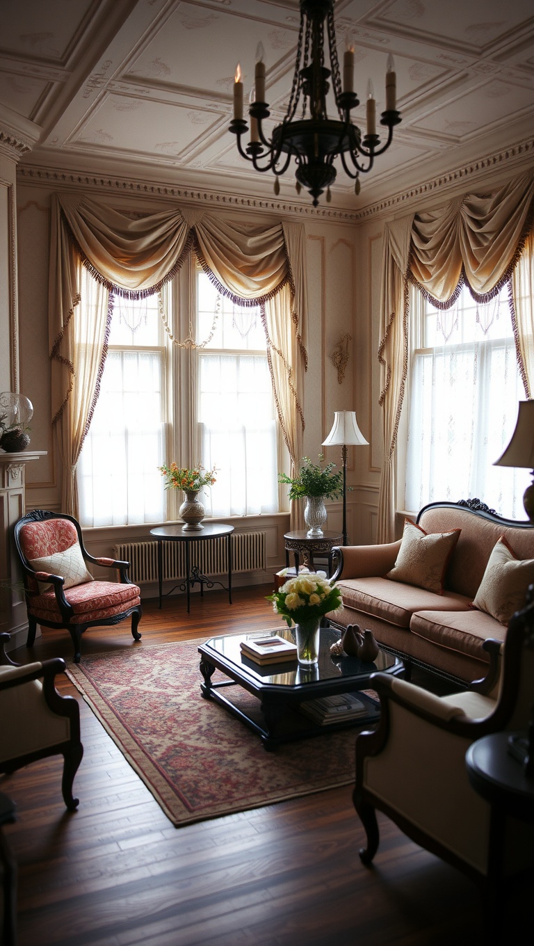 20 Captivating Ideas to Transform Your Victorian Living Room - 11. Choose Elegant Window Treatments