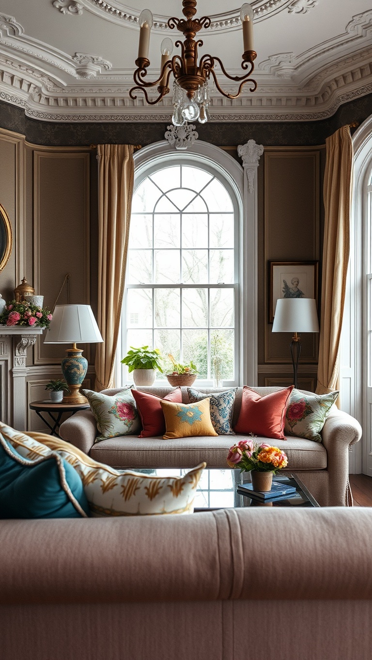 20 Captivating Ideas to Transform Your Victorian Living Room - 17. Use Colorful Accent Pillows