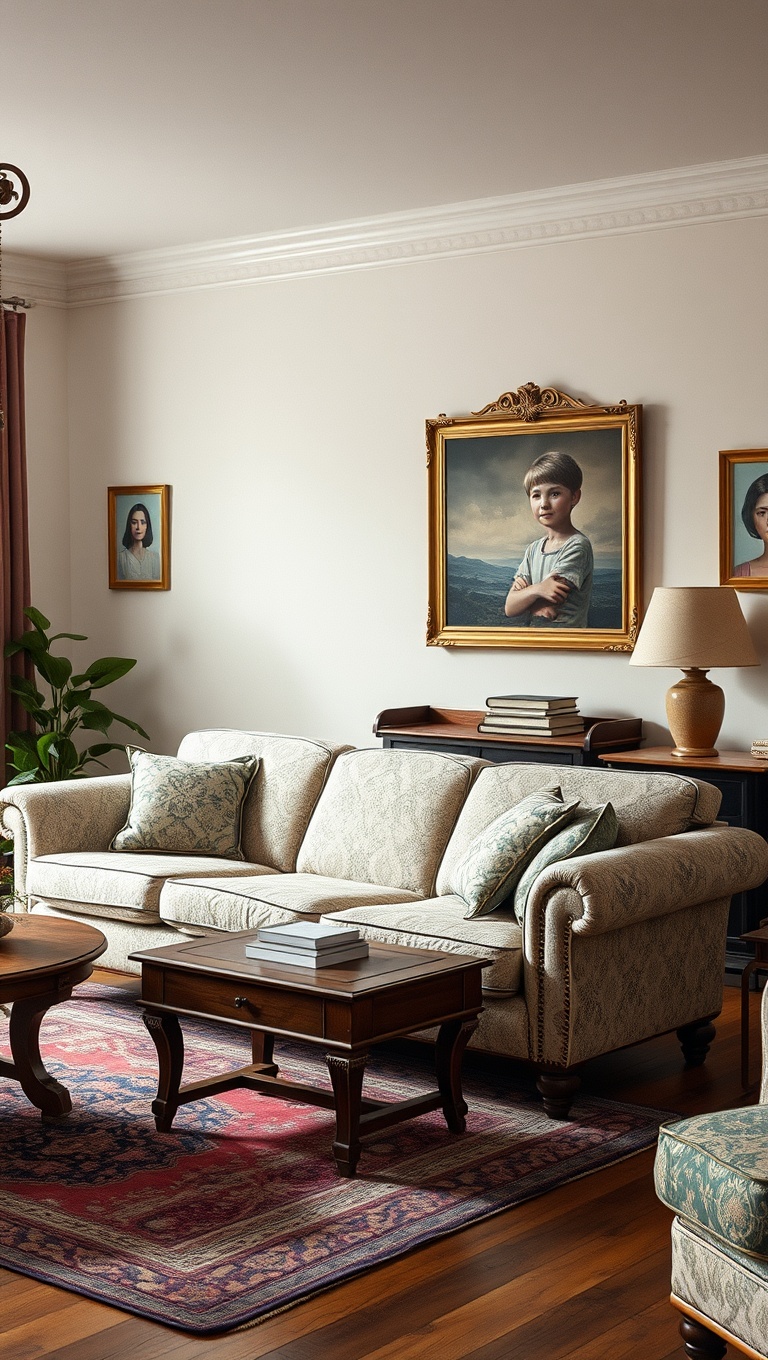 20 Charming Ideas to Create Your Dream Vintage Living Room - 15. Find a Vintage Sofa with Character