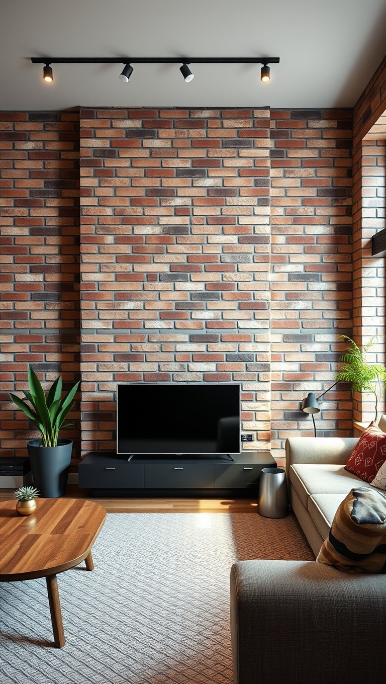 20 Stunning Ideas for Accent Walls in Your Living Room - 7. Rustic Brick for an Urban Feel