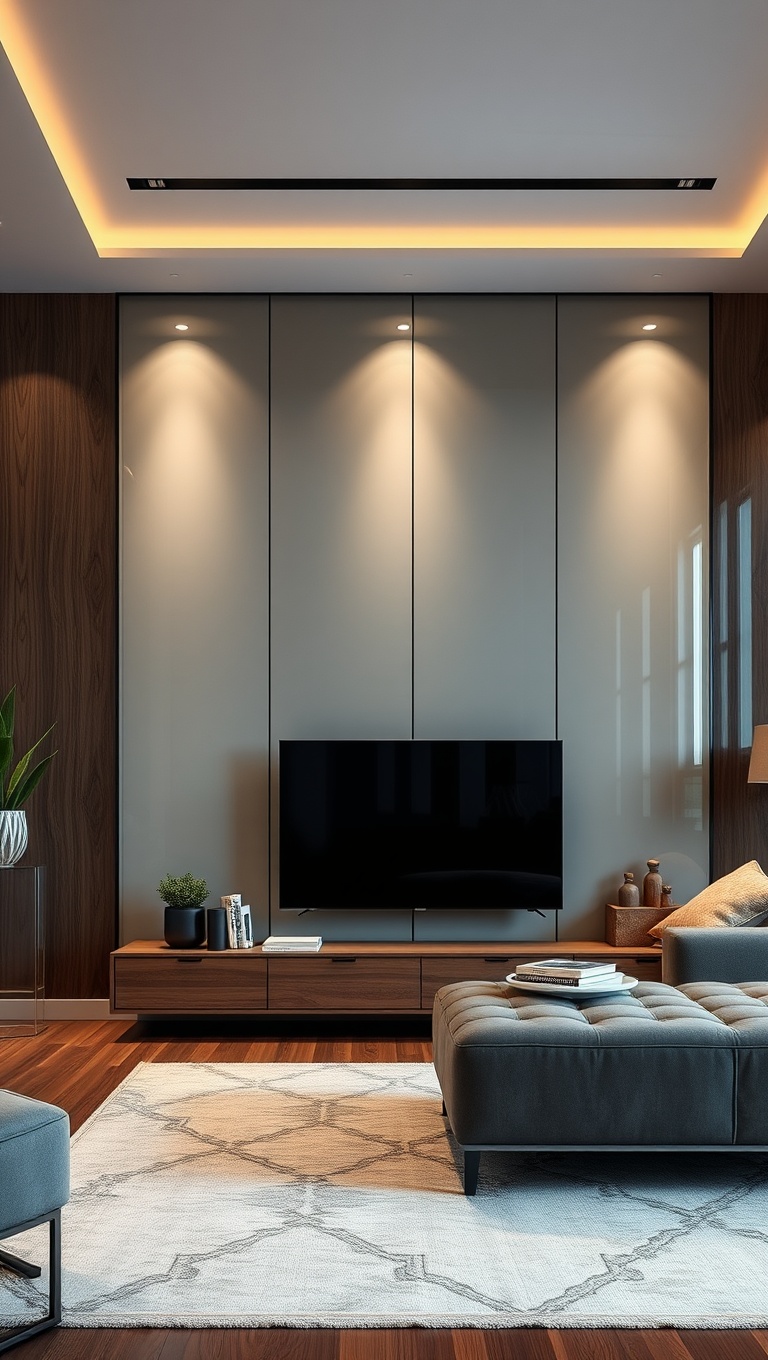 20 Stunning Ideas for Accent Walls in Your Living Room - 15. Sleek Glass Panels for Modern Style
