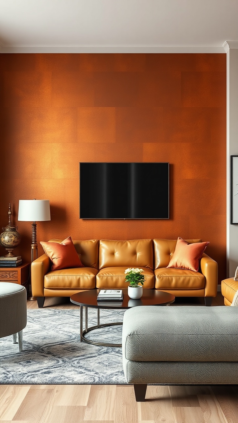 20 Stunning Ideas for Accent Walls in Your Living Room - 9. Eye-Catching Metallic Finishes