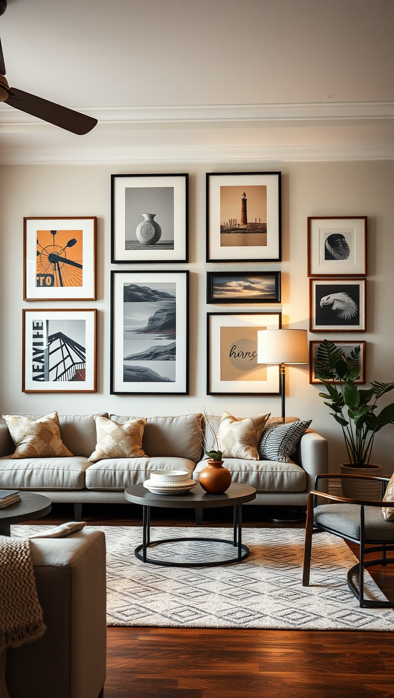 20 Aesthetic Living Room Ideas to Transform Your Space - 7. Personal Touch: Gallery Walls with Your Art