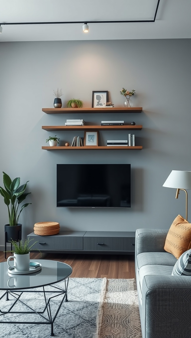 20 Fabulous Ideas to Transform Your Apartment Living Room - Install Floating Shelves for Decor and Storage
