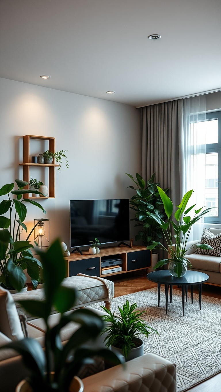 20 Fabulous Ideas to Transform Your Apartment Living Room - Incorporate Indoor Plants