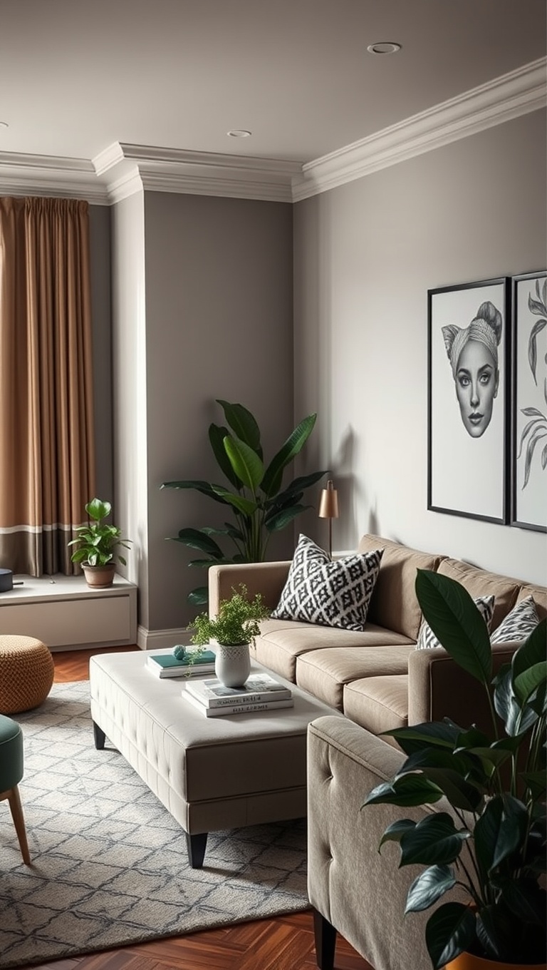 20 Dazzling Ideas for Art Deco Living Rooms: Glam Up Your Space! - 20. Add Indoor Plants for Life